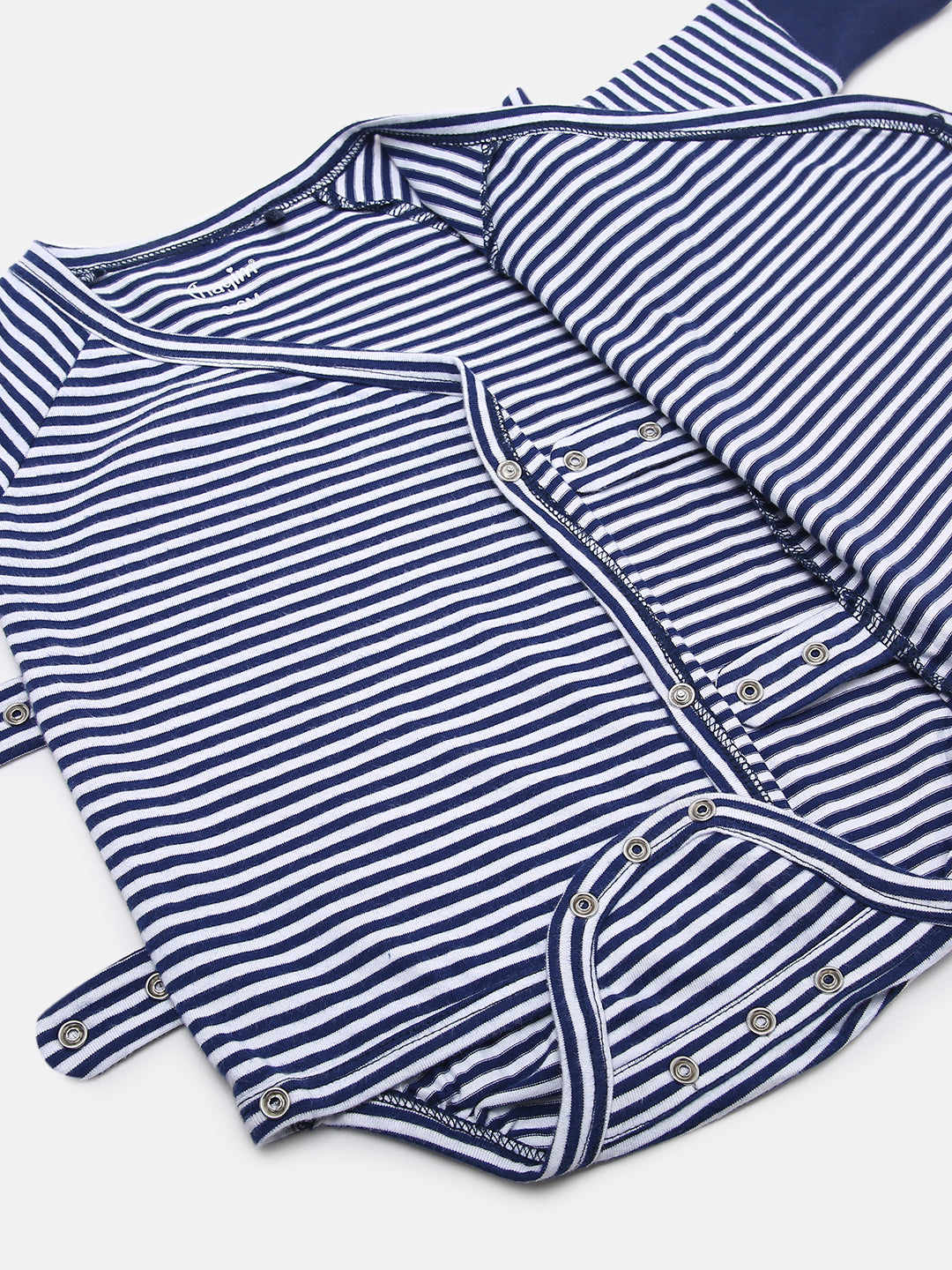 Baby Cotton Expandable Bodysuit Blue Stripes