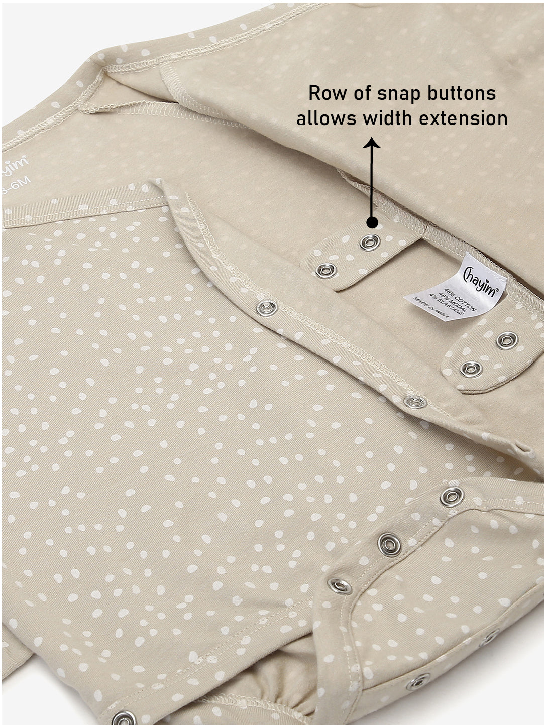 Baby Cotton Modal Expandable Body Suit Beige Dot Print