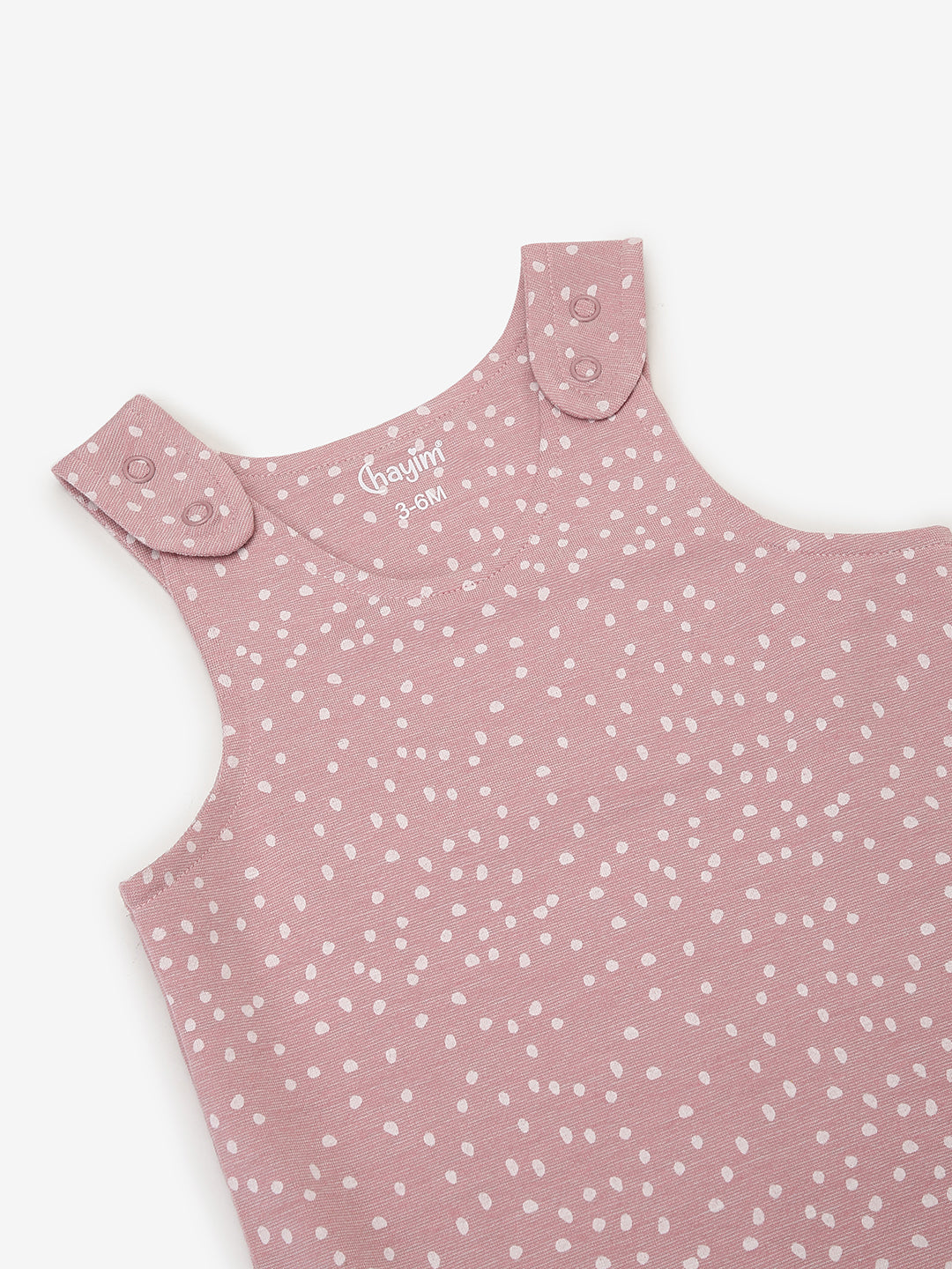 Baby Cotton Modal Dungaree Set Pink Dot Print/White